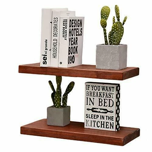 WELLAND 2 Set Allen 8" Deep Floating Shelves Reclaimed Wood Wall Shelf Rustic...