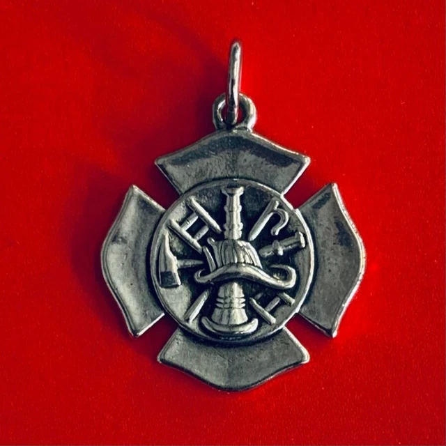 James Avery Firefighter Shield Maltese Cross Charm Uncut Loop Sterling Silver