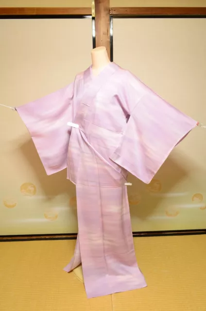 Silk Hitoe Kimono Komon Women Japanese vintage Robe 157cm /1000