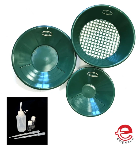 EMPOTEC Euro-Gold Kit 3 Batee Tamis Cherchez Or Rivière Batea Gold Pan Kit