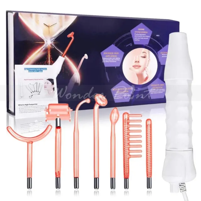 7 Electrodes Glass Wand Violet Orange Ray Facial Care For High Frequency Machine