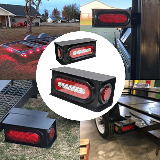 2 PCS TRAILER Light Steel Boxes Housing Kit & LED Tail/Side Light