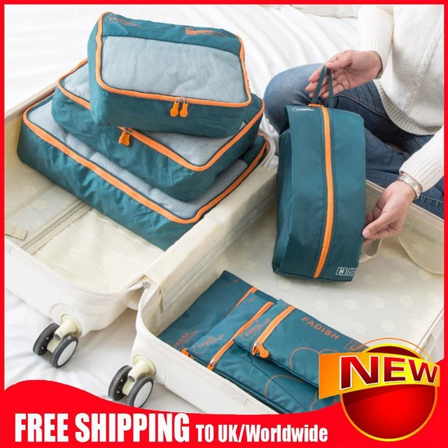 7Pcs Moisture-Proof Travel Storage Organizer for Home Clothes Shoes (Army Green)