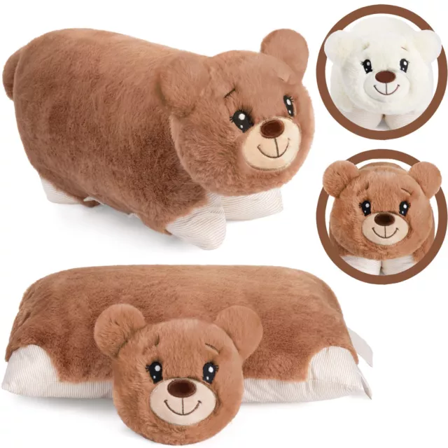 2en1 Oso Peluche y Cojín 40x30 cm Juguete de Peluche Suave para Niños