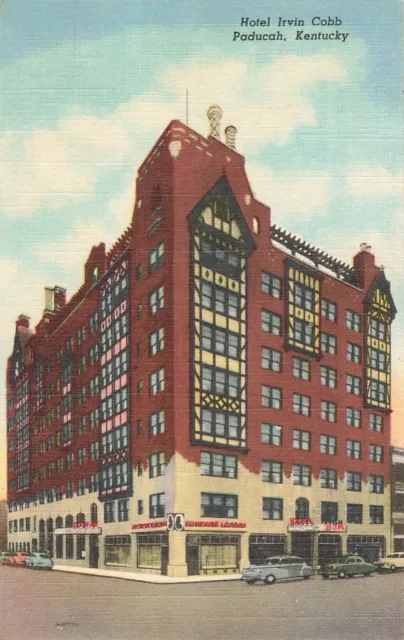 Paducah, Kentucky Postcard Hotel Irvin Cobb Old Cars About 1950    M1