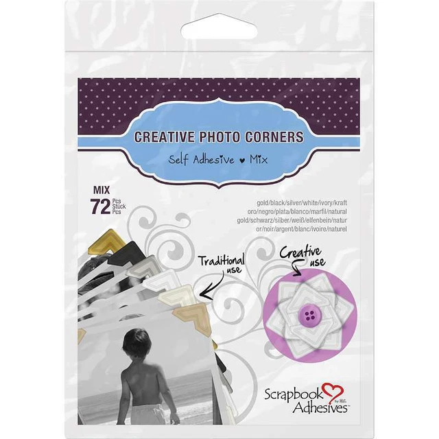 Esquinas fotográficas autoadhesivas de papel clásico 0,5 pulgadas 72/paquete-variedad 093616016336