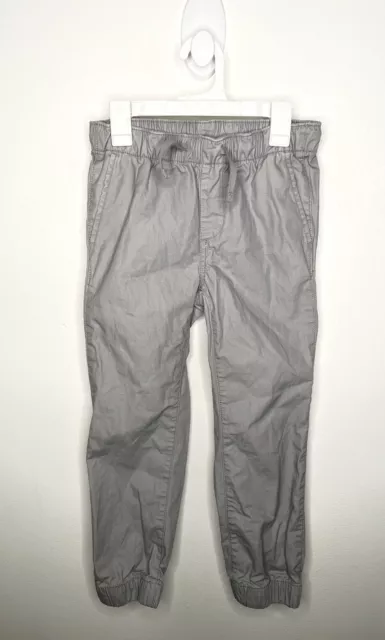 Gap Kids Khaki Jogger Pants Boys Size Small 6-7 Elastic Waist Gray Drawstring