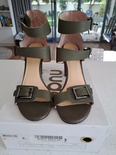 Ladies Khaki Leather Sandals (worn once for a wedding)