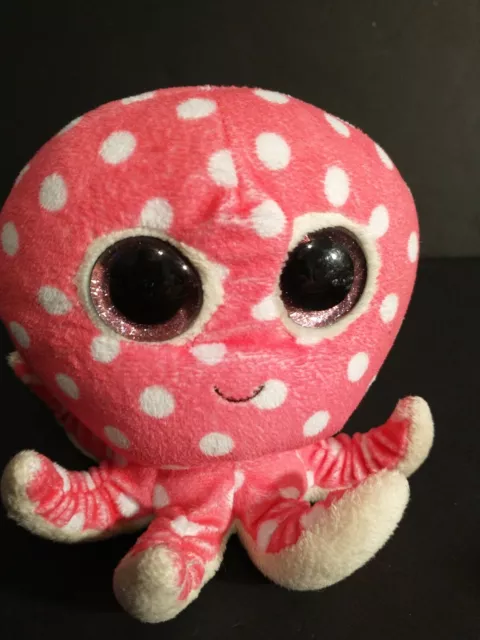 Ty Beanie Boo Pink Ollie the Octopus 5inch pink glitter sparkle pink eyes