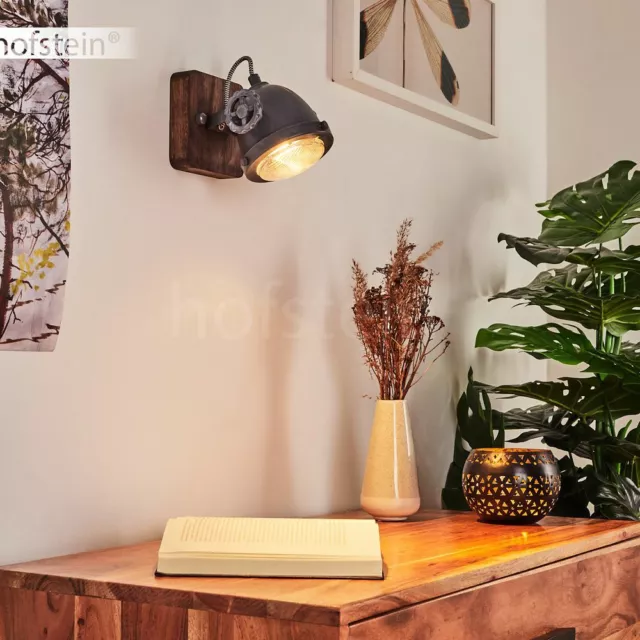 Industrial Flur Strahler Wand Lampe drehbar Wohn Schlaf Zimmer Leuchte Holz/grau
