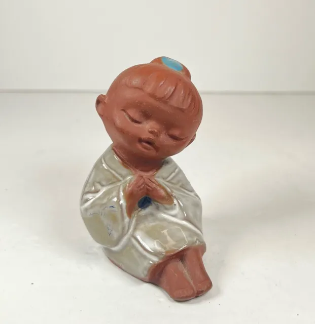 Vintage Seto Craft Japan Clay Bisque Folk Art Child Figurine