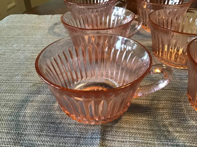 Anchor Hocking Queen Mary Cups Pink Depression Glass Set Of 6 Cups 2