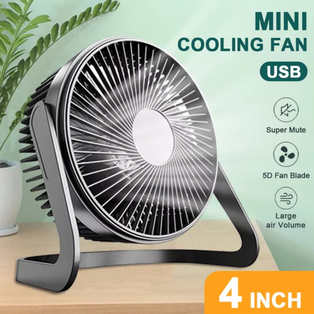 USB Powerful Small Silent Mini Cooling Desk Fan Portable USB Fan 360° 4 INCH