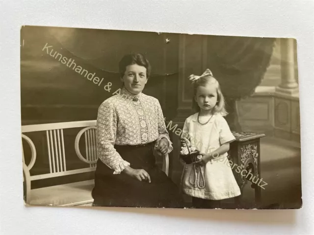 orig. Foto AK Braunschweig Atelier Wiedling Mutter Kind um 1910 Mädchen