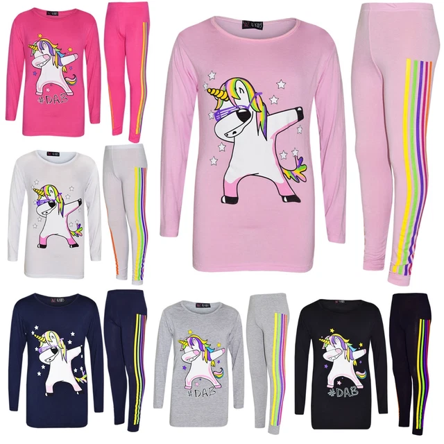 Top Legging Arcobaleno Dab Bambine Unicorno Dab Filosofia Lunghe Set 7-13 Anni