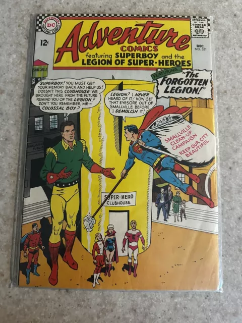 Adventure Comics #351 Superboy And The Legion Of Super Heroes 1966 DC Comic G-VG