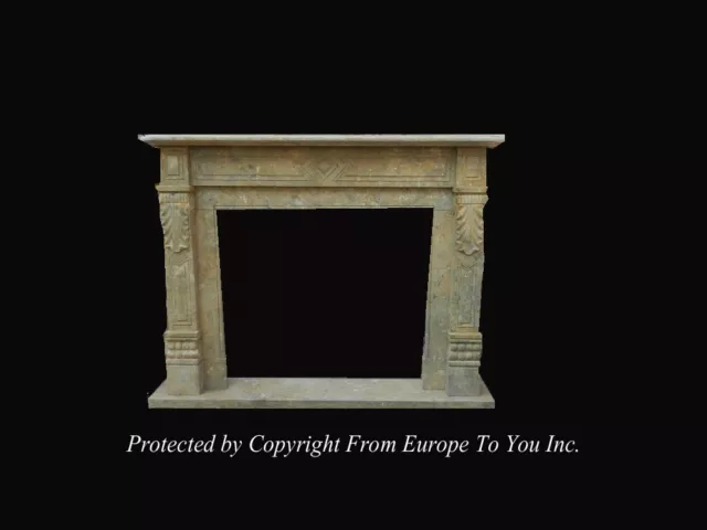 Hand Carved Antique Stone Style Fireplace Mantel - Jps601