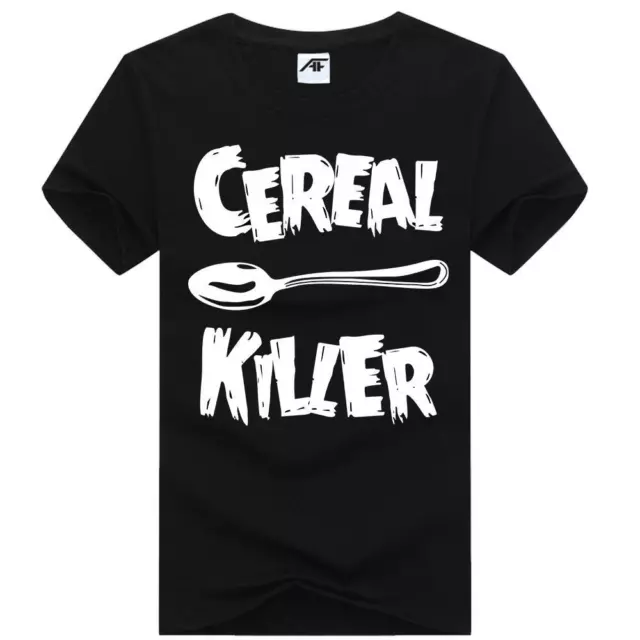 Boys Printed Cereal Killer Funny Printed T-Shirts Round Neck Short Sleeves Tops