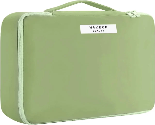 Travel Makeup Bag [With Brushes Holder & Detachable Pouch] Cosmetic Bag Makeup C