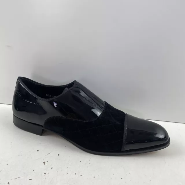 MEZLAN Black Patent Leather/Quilted Velvet Cap Toe Loafers Men’s Size 10 M 3