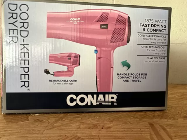 Conair 1875 Watt Cord Keeper Hair Dryer with Folding Handle and Retractable Cord, Travel Hair Dryer, Teal - wide 6