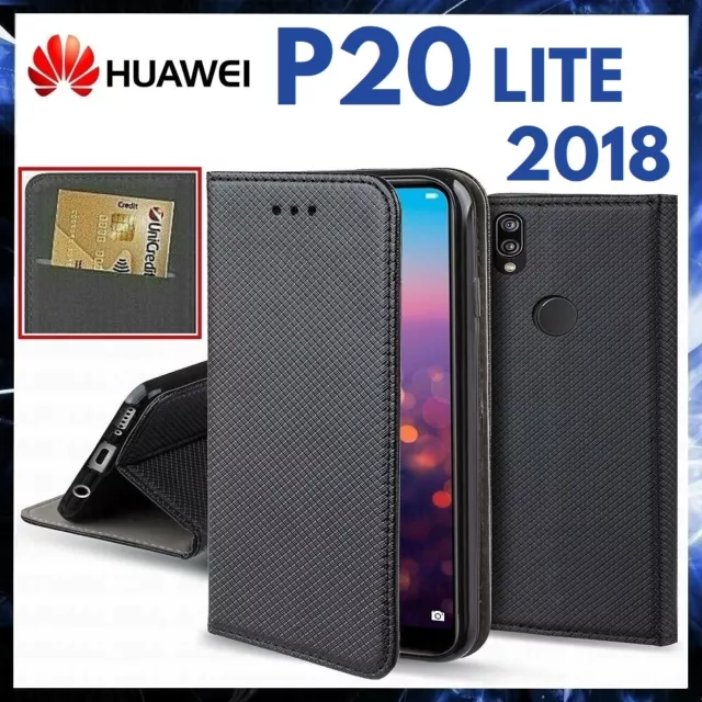 CUSTODIA A PORTAFOGLIO LIBRO per HUAWEI P20 LITE 2018 Flip Cover Pelle Magnetica