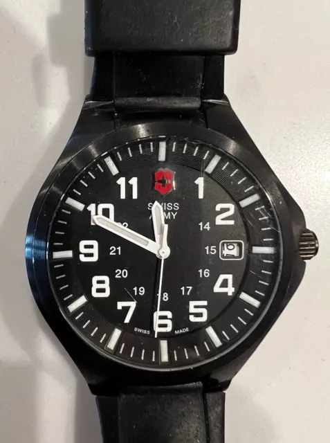 Swiss Army Victorinox Watch, Black Face, Very Nice Used Condition