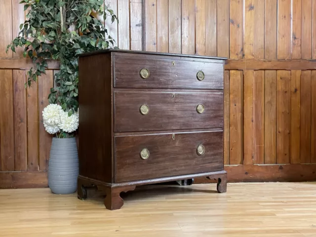 Antique Georgian Chest Of Drawers  Mahogany Bedroom Drawers  Storage