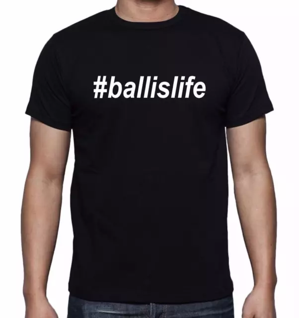 T-SHIRT DA UOMO STAMPATA #Ball Is Life Funny balislife MMA Baseball Dope Sports