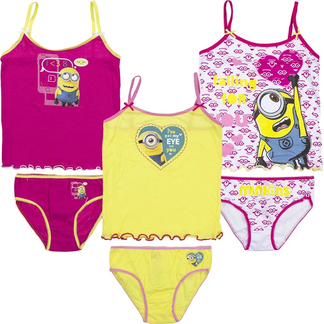 Nuovo Biancheria Intima 2tlg. Set Ragazza Camicia Slip Minions 92-98 104-110