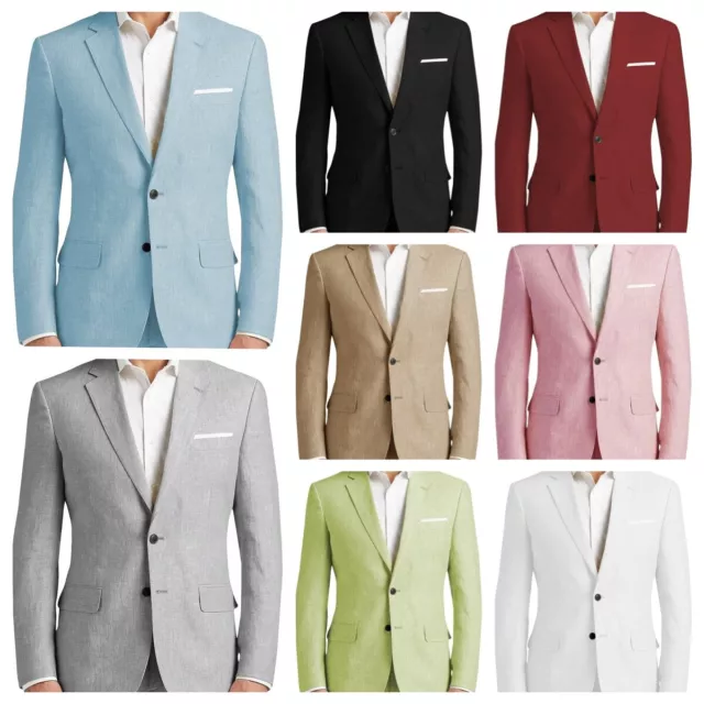 Blazer matrimonio uomo lino estivo 2 pezzi bestmen sposi spiaggia + pantaloni 42 44 46
