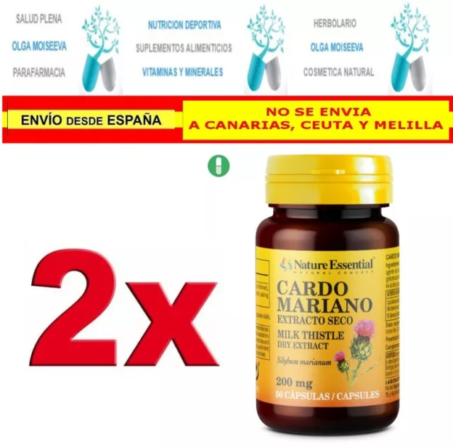 Cardo mariano 200 mg (Extracto seco) 50 cápsulas de Nature Essential  LOTE X 2