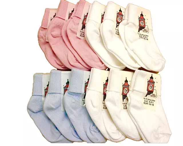 Chaussettes bébé 6 paires de couleurs haut de cheville garçons et filles * ACHETER BRITANNIQUE *