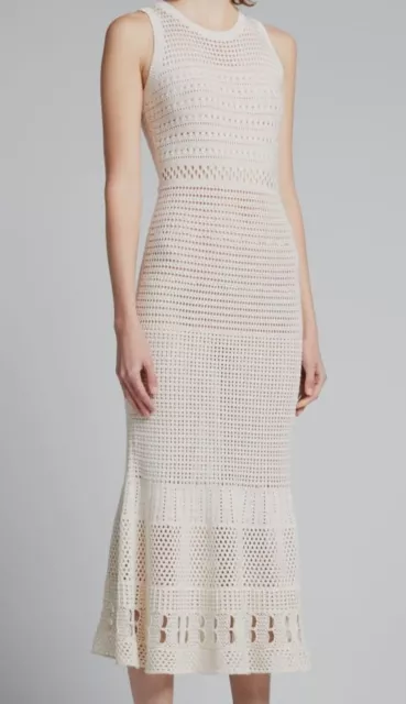 $550 Proenza Schouler Ivory Pointelle Sleeveless Dress Size S