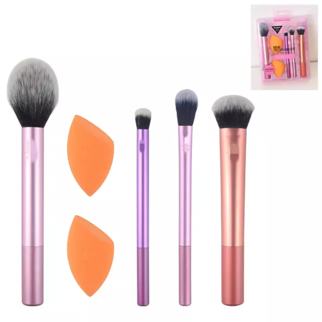 Real Techniques Makeup Brushes Set Foundation Smooth Blender Sponges Puff