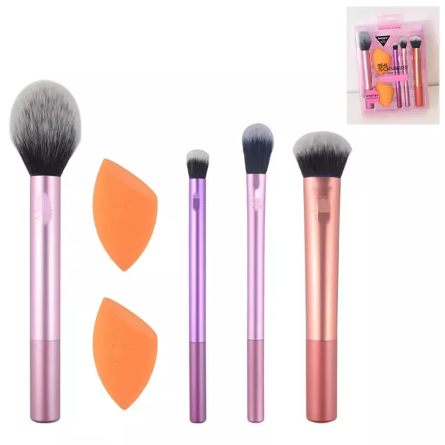 Real Techniques Makeup Brushes Set Tool Foundation Smooth Blender Sponges Puff