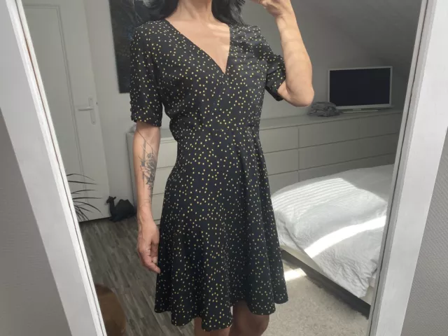 ROBE NOIRE TOILE aspect soie Sinequanone Paris S 1 36 38 silk