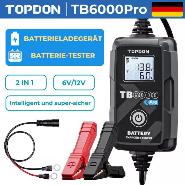 TOPDON TB6000 Pro Batterieladegerät 6V/12V sicheres Ladegerät 5-stufiges Laden