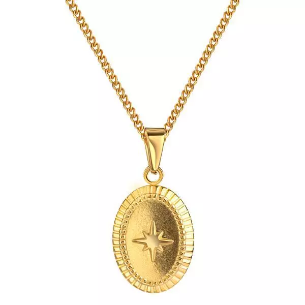 Star Pendentif Collier Plaqué or Or 750 18K Femmes Hommes Imperméable K6129D