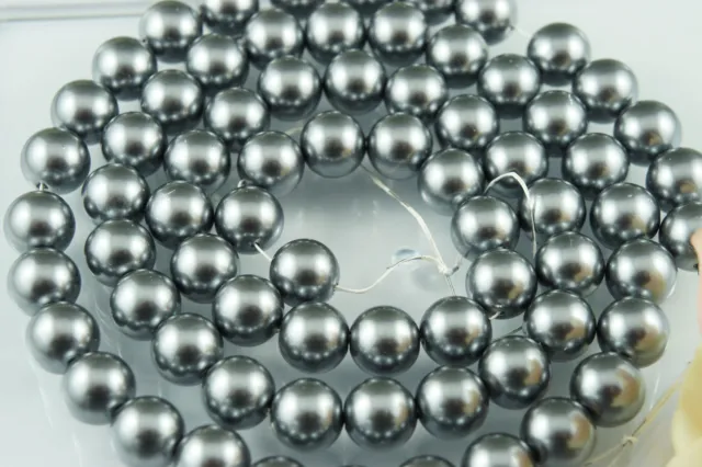 70 x Loose Beads-12mm Dark Grey Acrylic Imitation Round Pearl Jewelry Craft