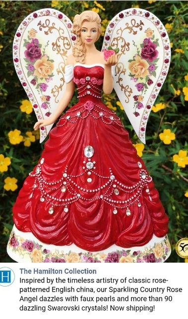 Hamilton Collection 2018 Sparkling Country Rose Angel w/Swarovski Crystals ... Hamilton Collection 2018 Sparkling Country Rose Angel w/Swarovski Crystals ...
