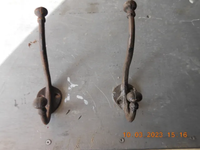 2 Antique Victorian Cast Iron  coat hooks