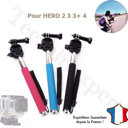 Perche Télescopique Monopode + Adaptateur + Vis Gopro Hero 2 3 + 4 5 selfie new