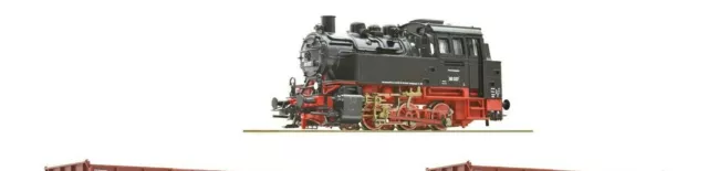 ROCO Locomotiva a vapore a tre assi FS 835.010 livrea nera telaio rosso DCC