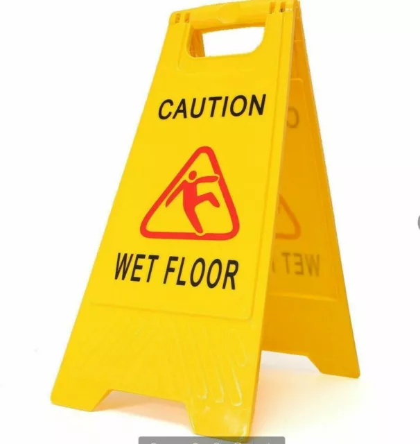 CAUTION WET FLOOR Sign Cleaning in Progress Yellow Warning Cone Safety Hazard