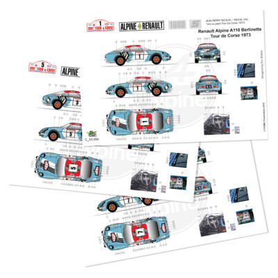 [FFSMC Productions] 1/8  Decals Renault Alpine A110 1800 Tour de Corse '73