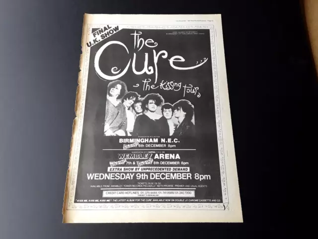THE CURE The Kissing Tour ADVERT (Nov 1987) Rare Full Page Press Advert from NME