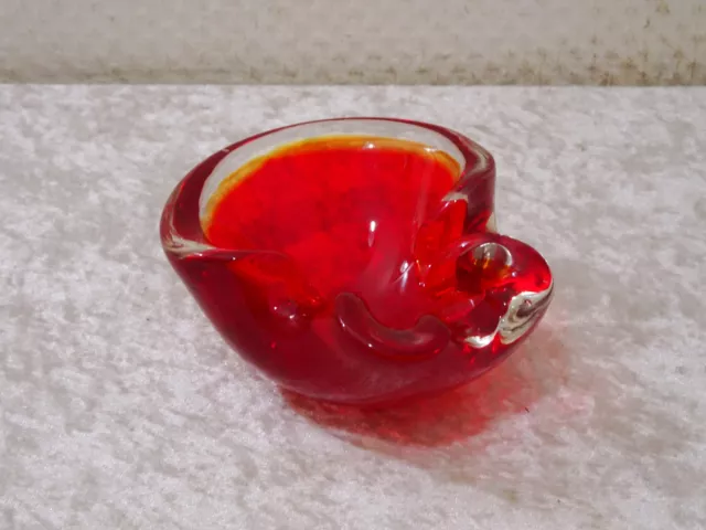 Murano Diseño Traslúcido Fuente de Cristal Cenicero - Vintage - Hecho a Mano
