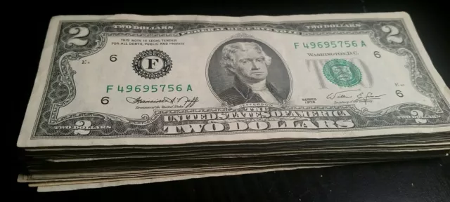 1976 ✯Lightly Circulated RARE Two Dollar Bill $2 Note Non Consecutive Lot Fancy✯
