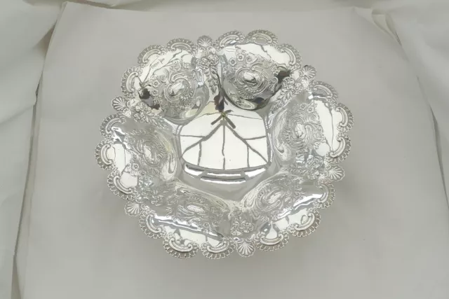 Rare Victorian Hm Sterling Silver Embossed Fruit Bowl 1899 2